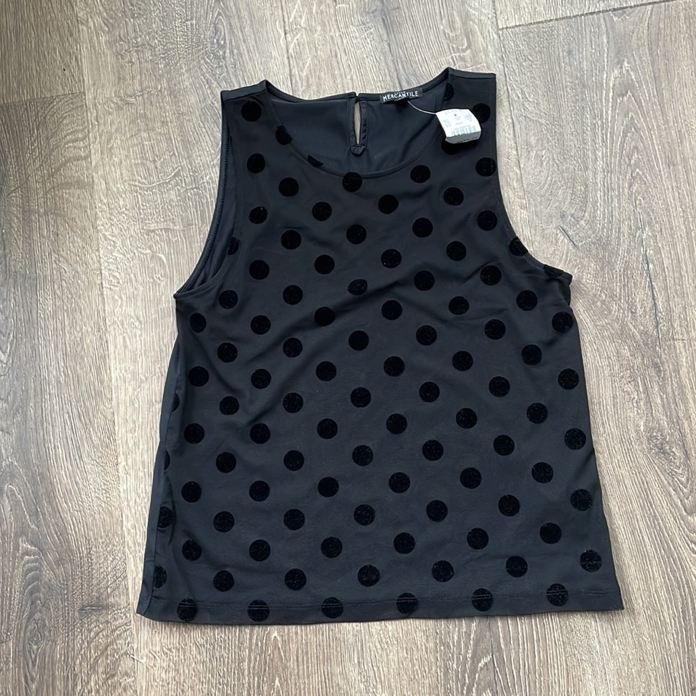 Jcrew Black polka dot tank